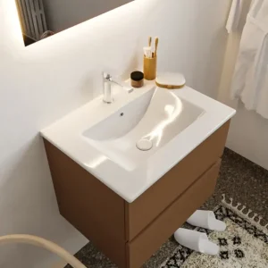 Uitverkoop Mondiaz Vica 60cm badmeubel rust 2 lades wastafel Denia midden met 1 kraangat