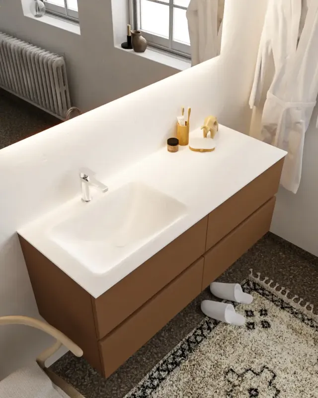 Express Levering Mondiaz Vica 120cm badmeubel rust 4 lades wastafel Cloud links met 1 kraangat