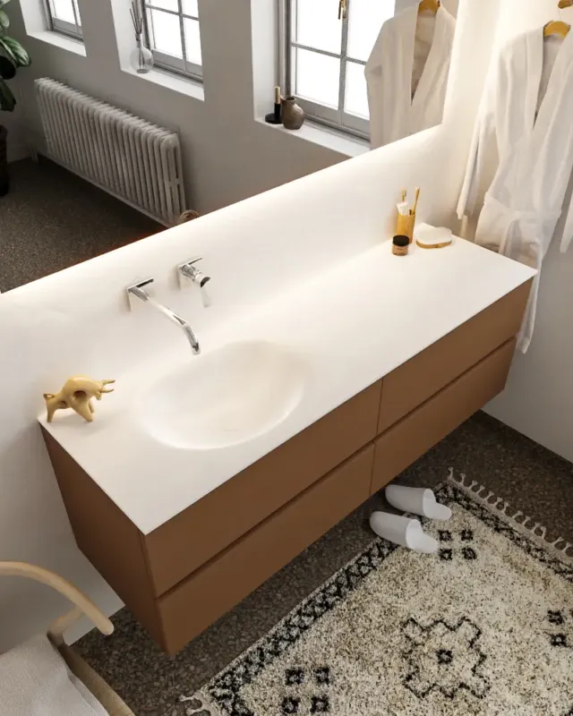 Mondiaz Vica 150cm badmeubel rust 4 lades wastafel Moon links zonder kraangat Superprijs