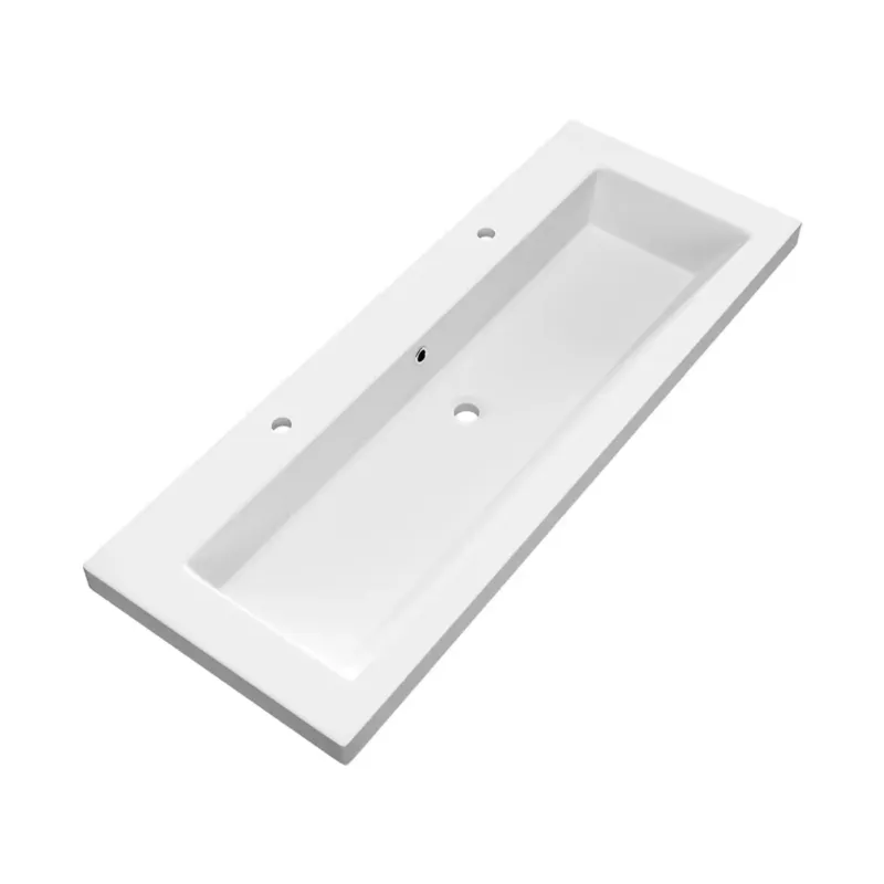 Beste Prijs Brauer Solar Medium wastafel mineraalmarmer 120cm met 2 kraangaten wit mat
