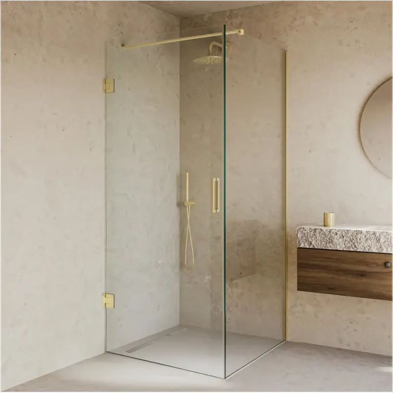 Aanbieding Saniclear Modern Brass douchecabine 80x70 met 70cm deur geborsteld messing
