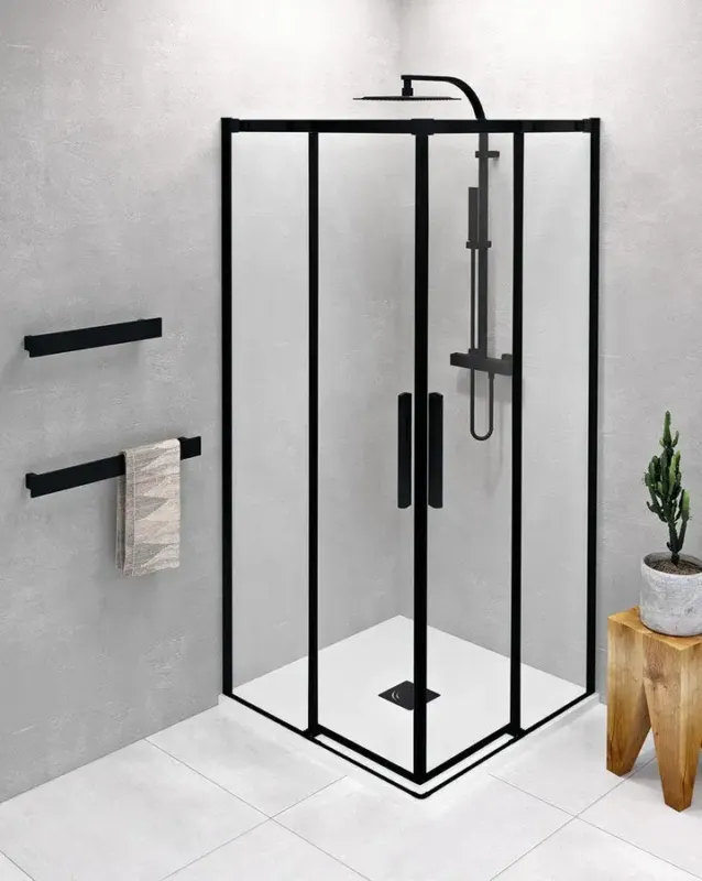 Express Levering Polysan Altis douchecabine 90x90cm mat zwart
