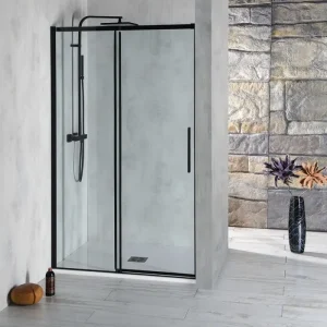 Uitverkoop Polysan Altis douchedeur 127-131cm mat zwart
