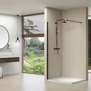 Flitsaanbieding van Rijn ST01 inloopdouche met helder glas 80x200cm zwart mat