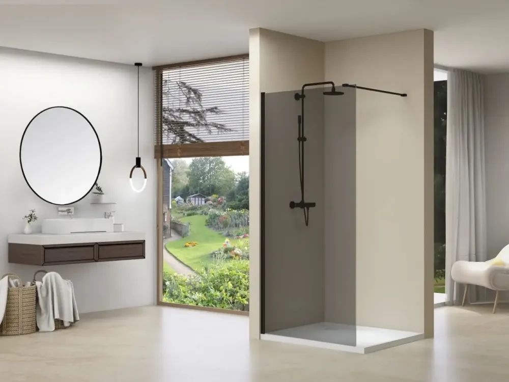 Laatste Versie van Rijn ST01 inloopdouche met rookglas 100x200cm wit mat