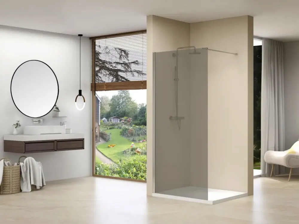 van Rijn ST01 inloopdouche met rookglas 90x200cm RVS Lage Prijs