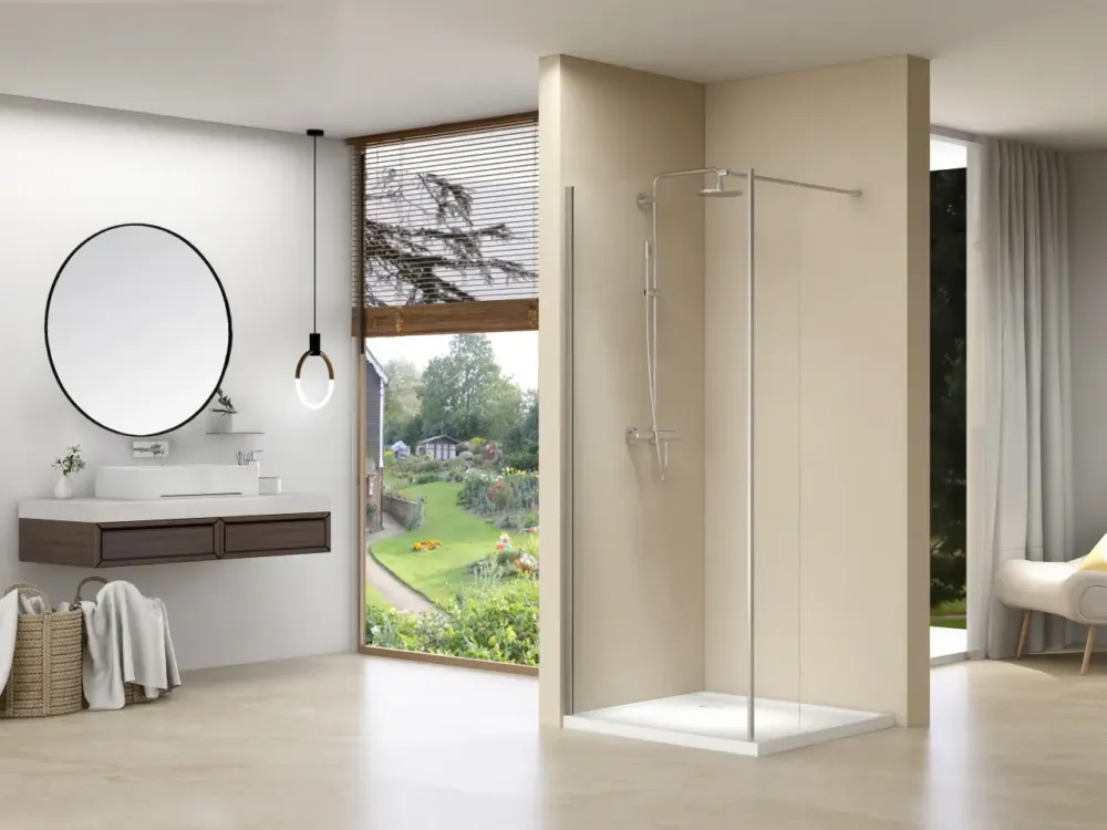 van Rijn ST01 inloopdouche 100x200cm met 30cm vaste wand chroom Merkproduct