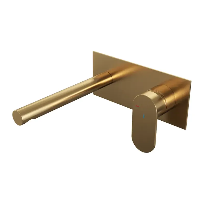 Must-Have Brauer Gold Edition ColdStart wastafelkraan inbouw rechte uitloop met achterplaat model C1 geborsteld messing PVD