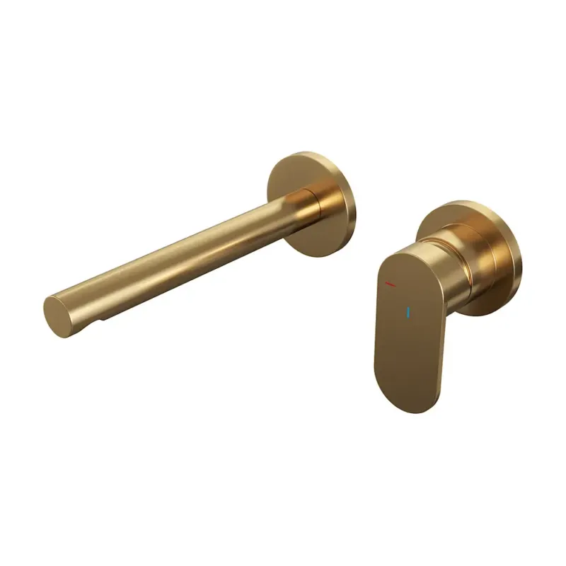 Direct Verzonden Brauer Gold Edition ColdStart wastafelkraan inbouw rechte uitloop en rozetten model C1 geborsteld messing PVD