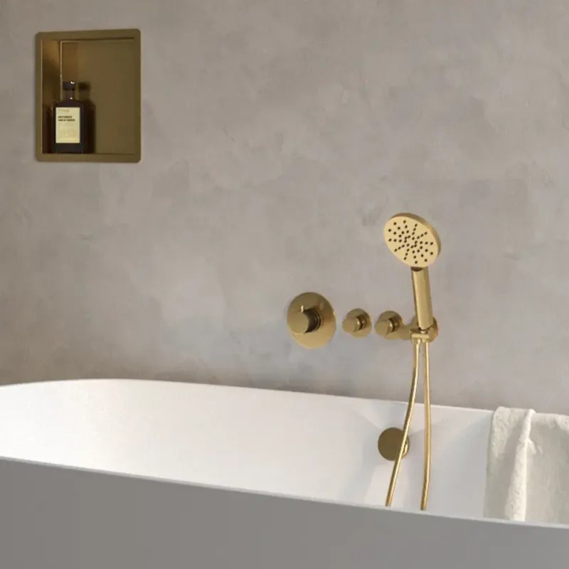 Brauer Gold Edition inbouw badkraan met badvulcombinatie en 3 standen handdouche geborsteld messing PVD Gereduceerde Prijs