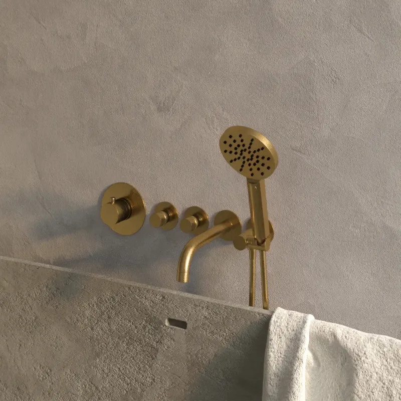 Favoriet Brauer Gold Edition inbouw badkraan met uitloop en 3 standen handdouche geborsteld messing PVD