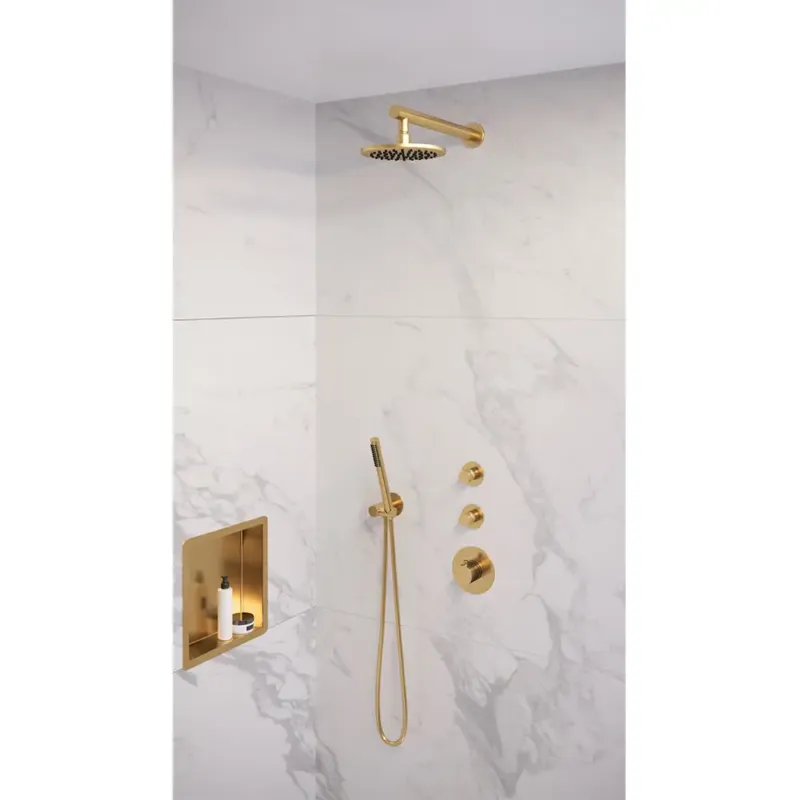 Alleen Vandaag Brauer Gold Edition complete inbouw regendouche met staafhanddouche, rechte wandarm en hoofddouche 20cm set 1 messing geborsteld PVD