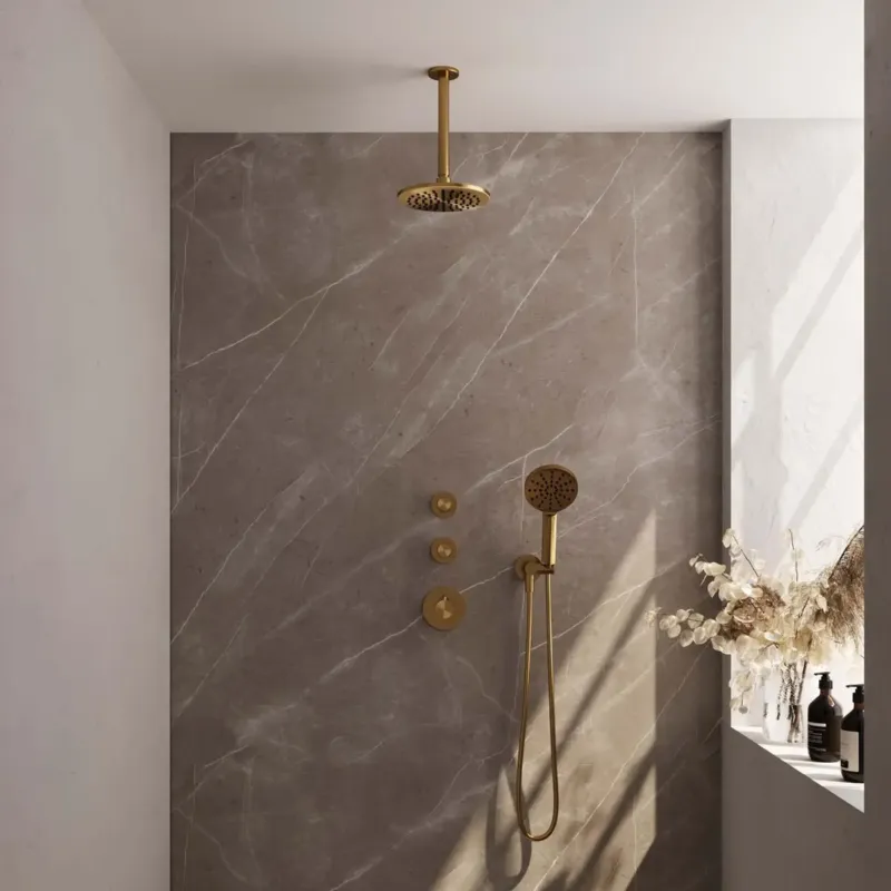 Brauer Gold Edition complete inbouw regendouche met 3 standen handdouche, plafondarm en hoofddouche 20cm set 11 messing geborsteld PVD Bestseller