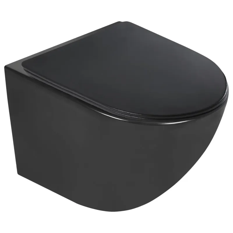 Express Levering Kerra Delos randloos hangend toilet met softclose zitting zwart