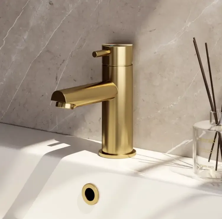 Korting Brauer Gold Edition ColdStart wastafelkraan energy-saving model B messing geborsteld PVD