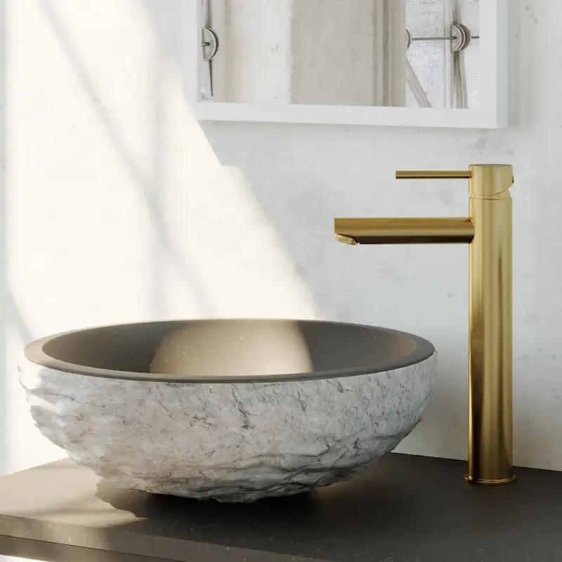 Brauer Gold Edition ColdStart verhoogde wastafelkraan energy-saving model A messing geborsteld PVD Finale Uitverkoop