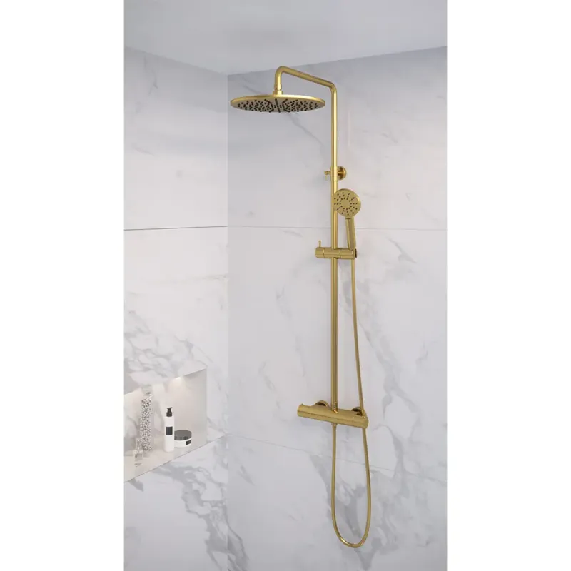 Brauer Gold Edition opbouw regendoucheset met 3 standen handdouche en hoofddouche 30cm geborsteld messing PVD Aanbieding