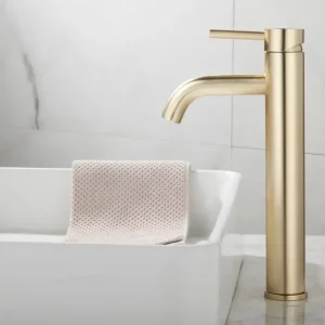 Speciale Aanbieding Saniclear Plus hoge wastafelkraan geborsteld messing mat goud
