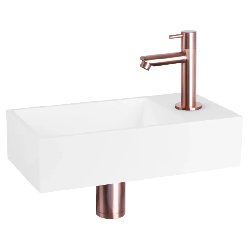 Differnz Solid fonteinset solid surface met rechte kraan rood koper Aanbieding