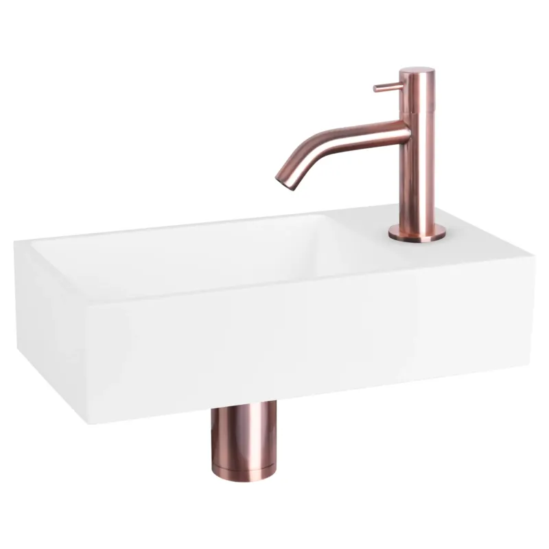 Speciale Aanbieding Differnz Solid fonteinset solid surface met gebogen kraan rood koper