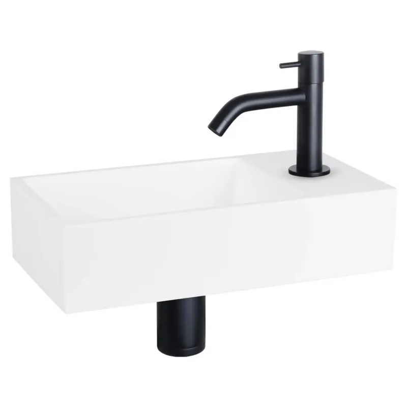 Differnz Solid fonteinset solid surface met gebogen kraan mat zwart Express Levering
