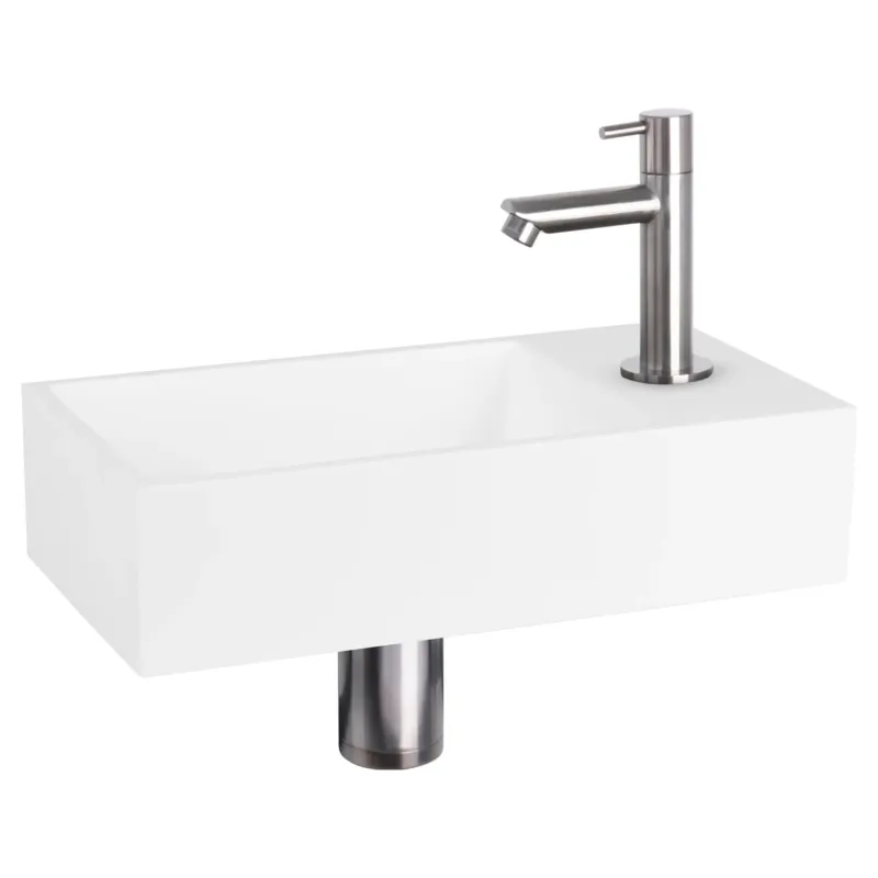 Aanbieding Differnz Solid fonteinset solid surface met rechte kraan mat chroom