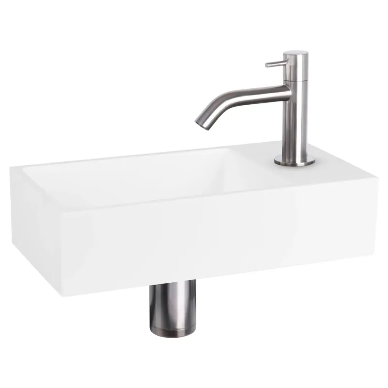 Beste Prijs Differnz Solid fonteinset solid surface met gebogen kraan mat chroom