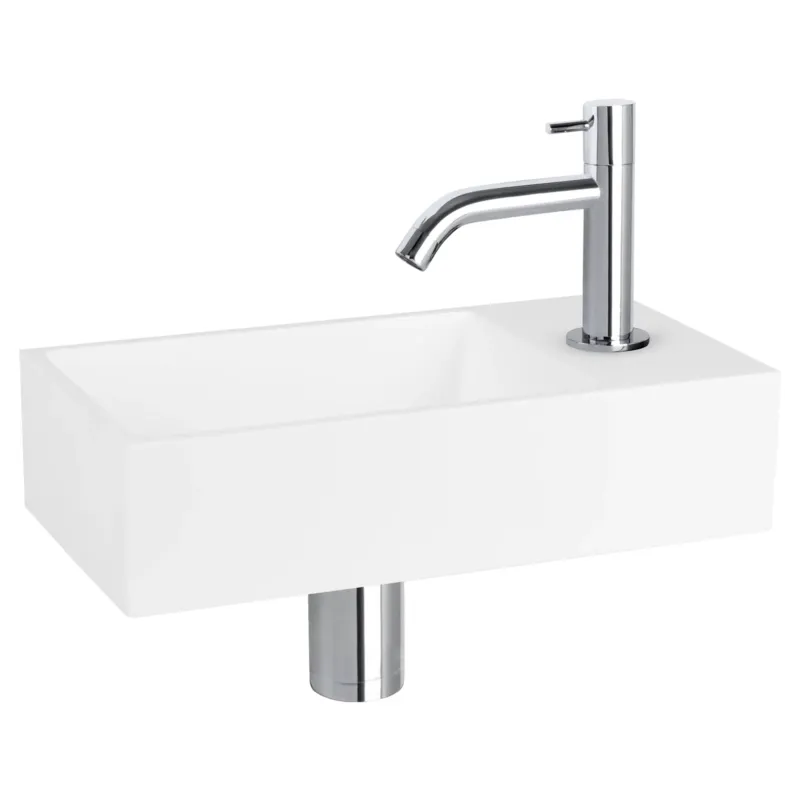 Differnz Solid fonteinset solid surface met gebogen kraan chroom Premium