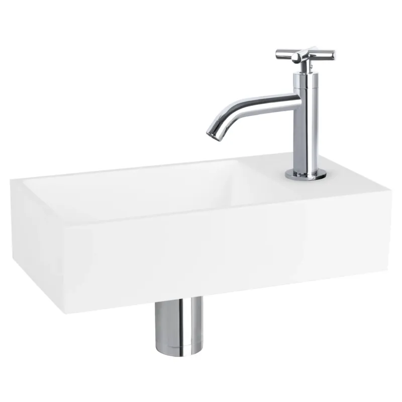 Bestseller Differnz Solid fonteinset solid surface met kruisgreep kraan chroom