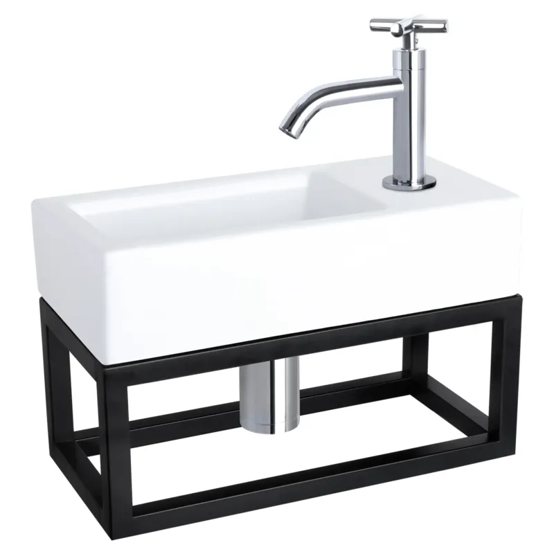 Speciale Aanbieding Differnz Ravo fonteinset keramiek met handdoekrek en kruisgreep kraan chroom