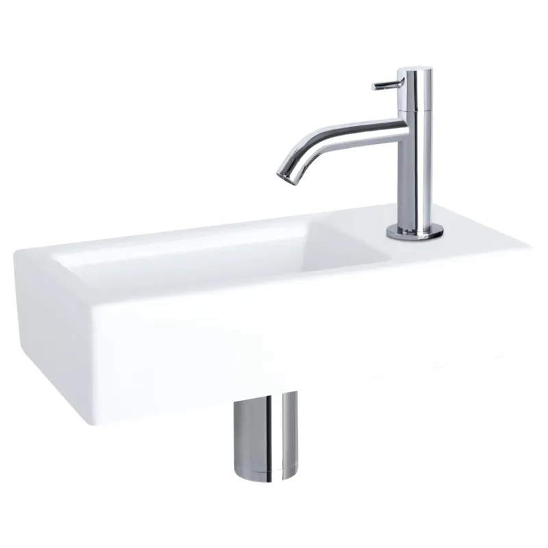Differnz Ravo fonteinset keramiek met gebogen kraan chroom Exclusieve Aanbieding