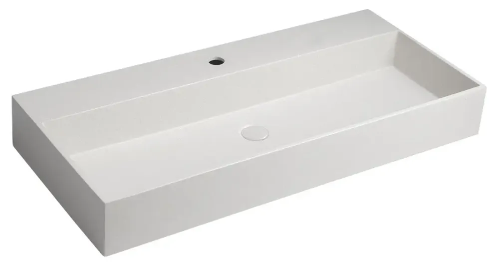 Dagaanbieding Sapho Quadrado betonnen wastafel 96x44cm wit zandsteen