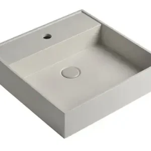 Sapho Quadrado betonnen wastafel 46x46cm wit zandsteen Populair