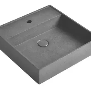 Lage Kosten Sapho Quadrado betonnen wastafel 46x46cm zwart graniet