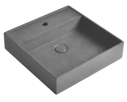 Lage Kosten Sapho Quadrado betonnen wastafel 46x46cm zwart graniet