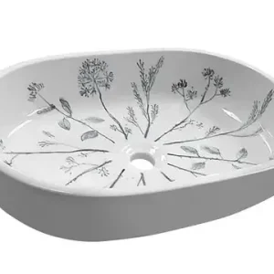 Sapho Priori keramische waskom 60x13,5x40cm wit/blauw Flitsaanbieding