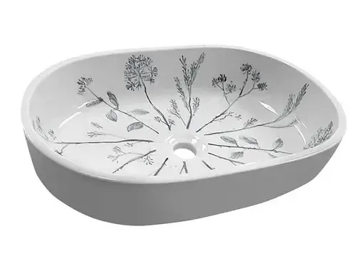 Sapho Priori keramische waskom 60x13,5x40cm wit/blauw Flitsaanbieding