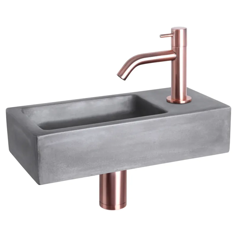 Shop Nu Differnz Ravo fonteinset donkergrijs beton met gebogen kraan rood koper