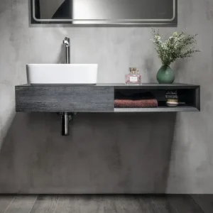 Populair Sapho Morian badkamermeubel 120x14x48cm eiken zwart links