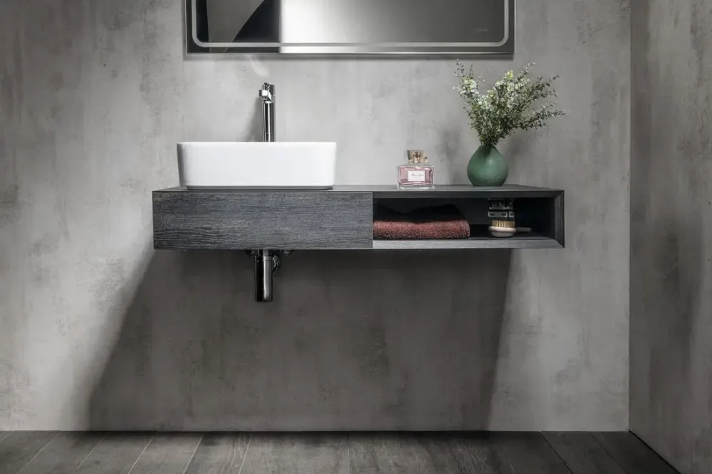 Populair Sapho Morian badkamermeubel 120x14x48cm eiken zwart links