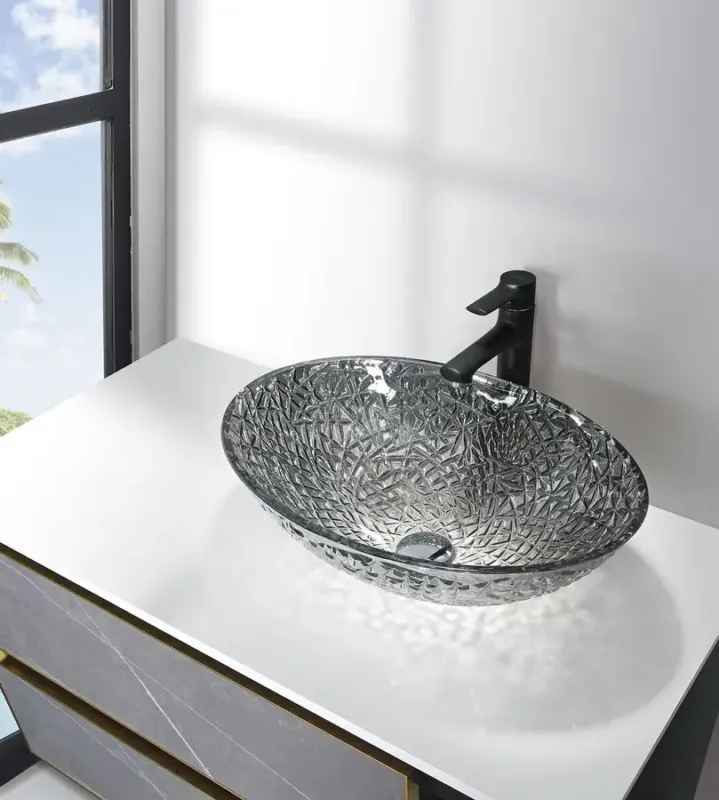 Exclusieve Aanbieding Sapho Purus glazen waskom 50x36cm zwart