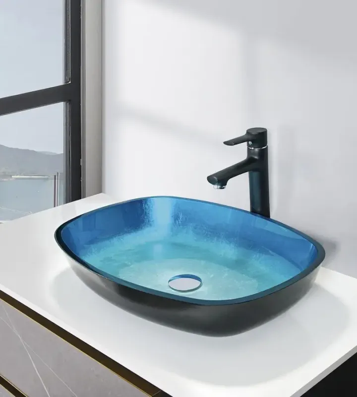 Aanbieding Sapho Kvaore glazen waskom 54x40cm blauw