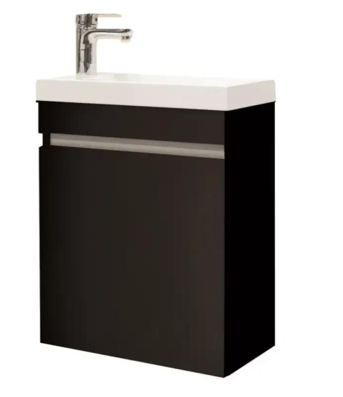 Badstuber Nora toiletmeubelset met spiegel 48cm zwart mat Alleen Vandaag
