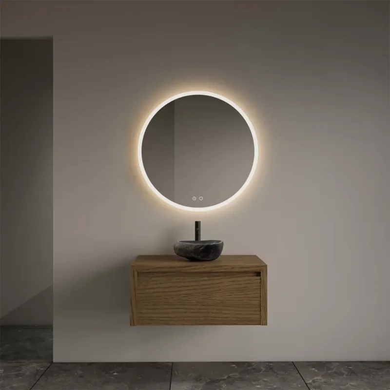 Lage Prijs Gliss Design Ares badmeubel 60cm castle brown met rivierstenen waskom