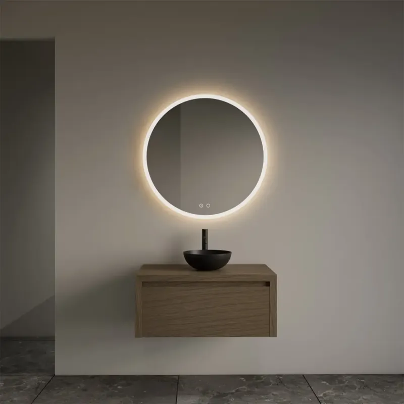 Lage Prijs Gliss Design Ares badmeubel 60cm ash gray met zwarte waskom