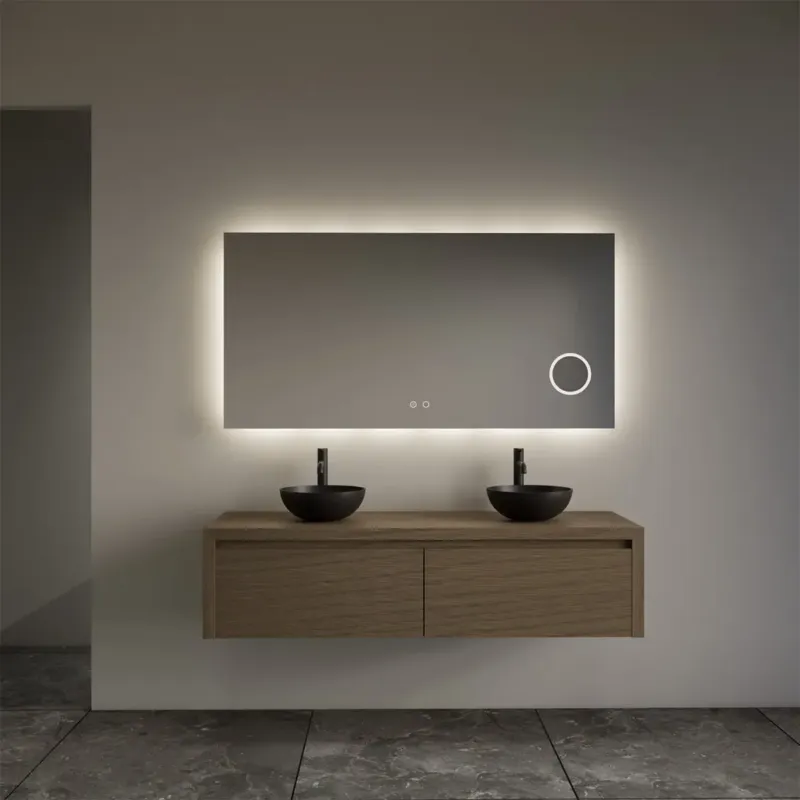 Must-Have Gliss Design Ares badmeubel 120cm 2 lades ash gray met zwarte waskommen