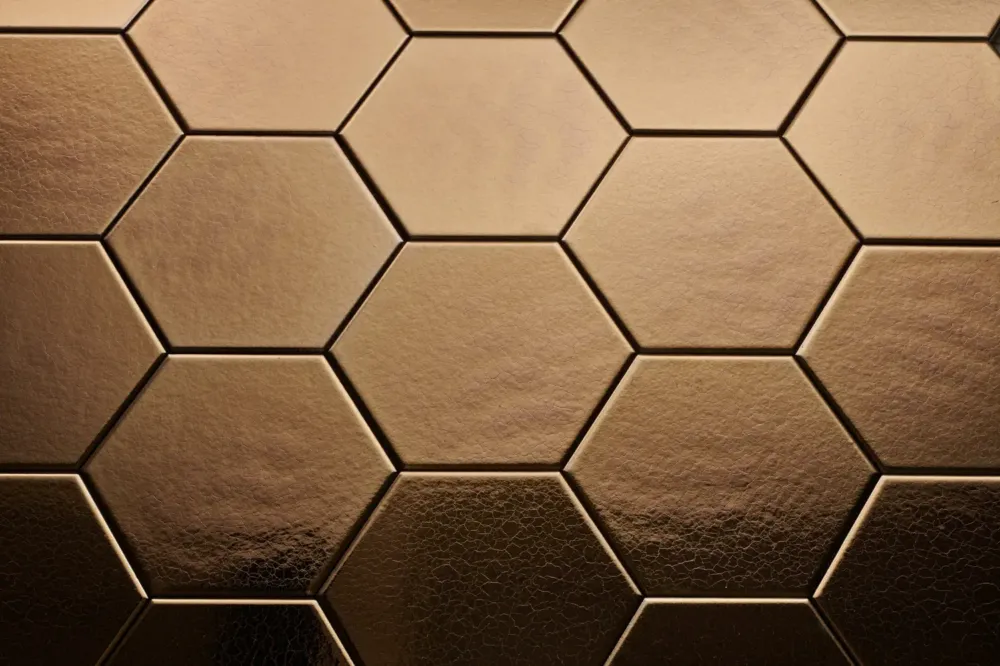 Actieprijs DTG Onda wandtegel hexagon 15x17 goud