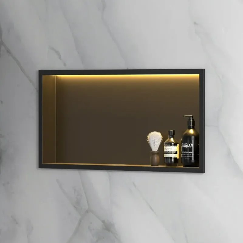 Saniclear Lucio inbouwnis met LED verlichting 60x30cm mat zwart Aanbieding
