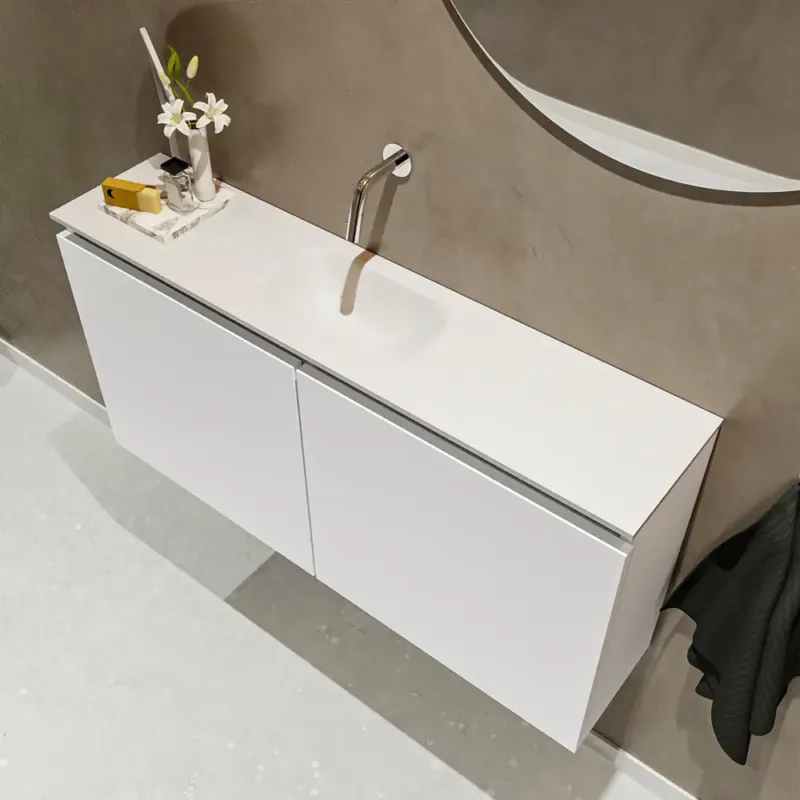 Aanbieding Mondiaz Ture 100cm toiletmeubel talc met wastafel talc midden geen kraangat
