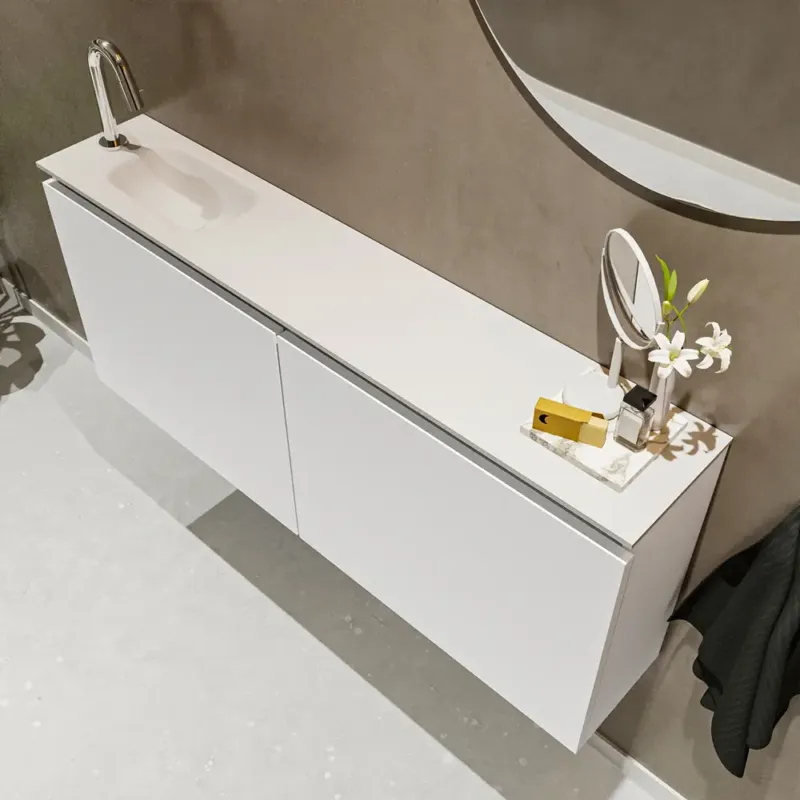 Mondiaz Ture 120cm toiletmeubel talc met wastafel talc links 1 kraangat Beste Prijs